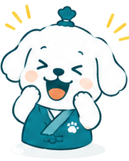 目を細めて大笑いしているわらしィヌ